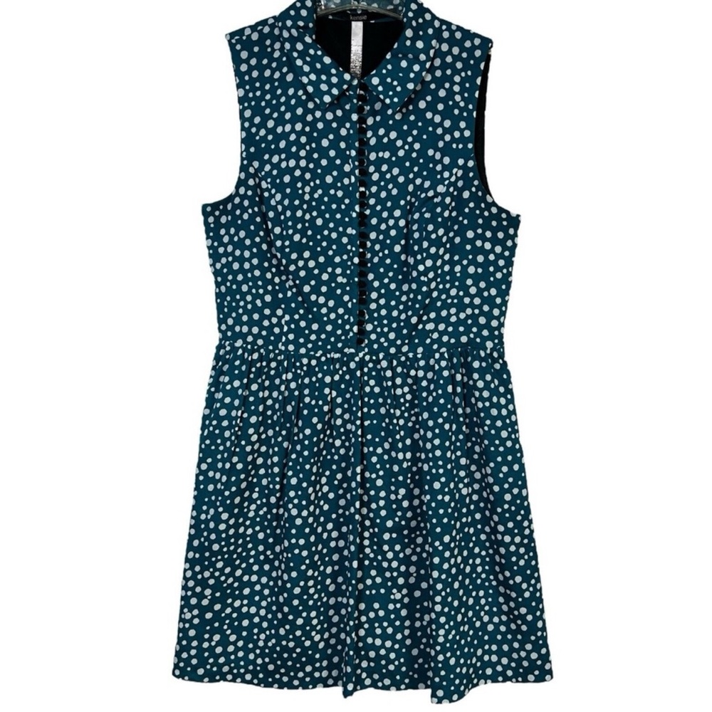 Kenzie dark teal Polka Dot Midi Dress. Retro Vibes!